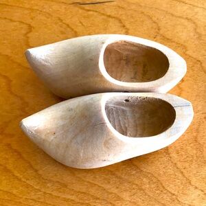 Tiny baby Klompen wooden shoes, 5 1/2 in. long, 1 1/4 width, 3 1/2 in. Inside